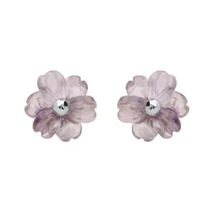 Sterling Silver Blue John Tuberose 8mm Dahlia Stud Earrings