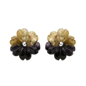 Sterling Silver Blue John Tuberose Dahlia Large Stud Earrings