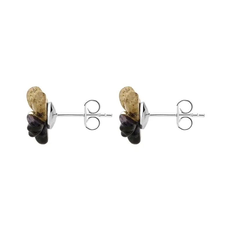 Sterling Silver Blue John Tuberose Dahlia Large Stud Earrings