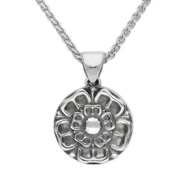 Sterling Silver Blue John Tudor Rose Reversible Necklace