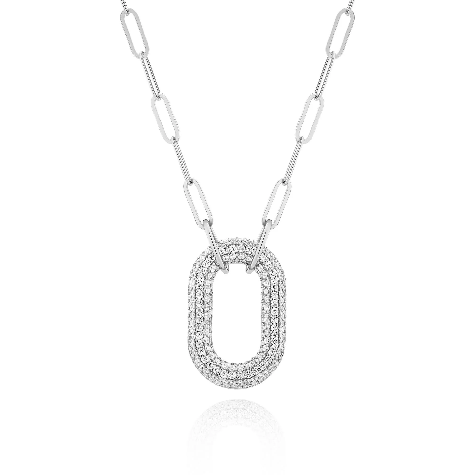 Sterling Silver Capri Uno Necklace SJ-N62014-CZ