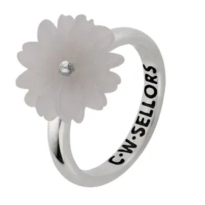 Sterling Silver Chalcedony Tuberose 15mm Daisy Ring
