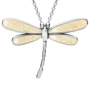 Sterling Silver Coquina Four Stone Small Dragonfly Necklace