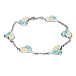 Sterling Silver Coquina Larimar Split Heart Bracelet