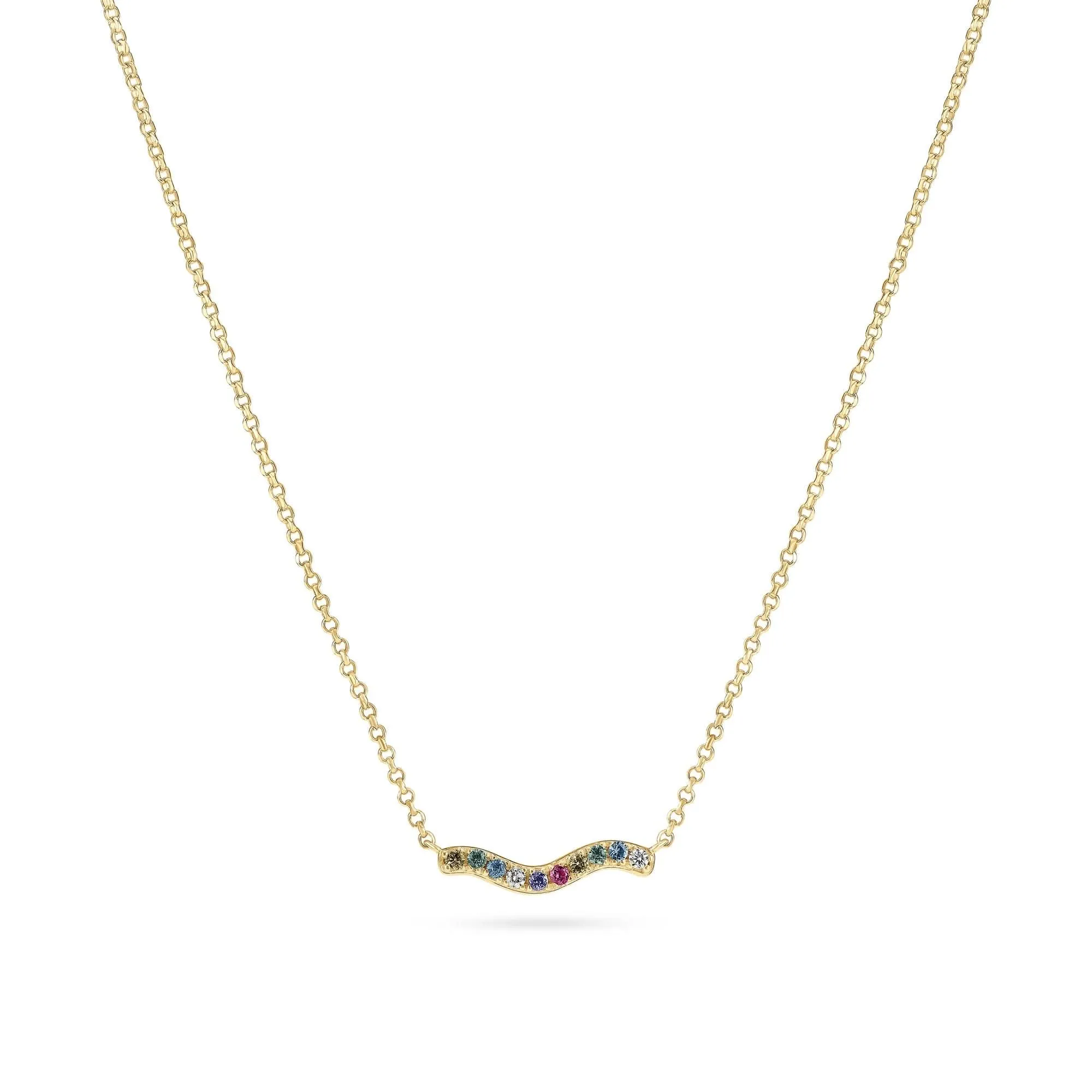 Sterling Silver Ellera Waves Necklace SJ-N3859-XCZ-YG