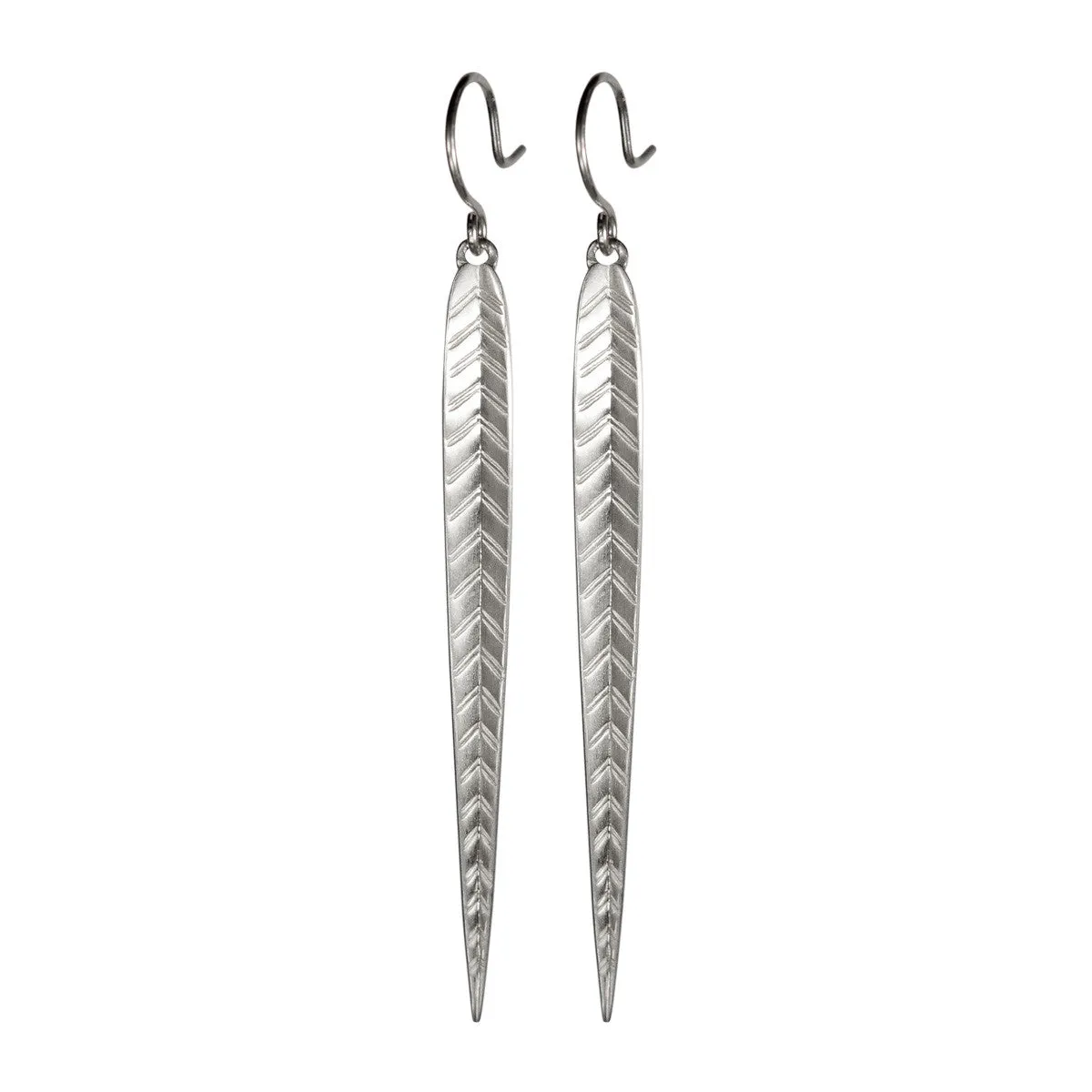 Sterling Silver Extra Long Leaf Earrings