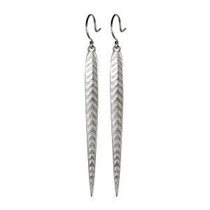 Sterling Silver Extra Long Leaf Earrings
