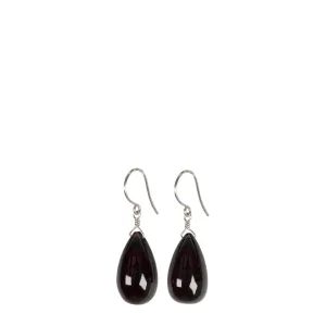 Sterling Silver Garnet Teardrop Bead Earrings