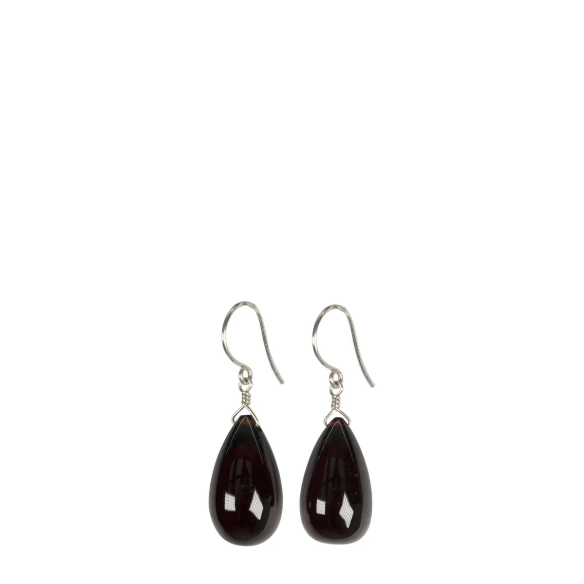 Sterling Silver Garnet Teardrop Bead Earrings