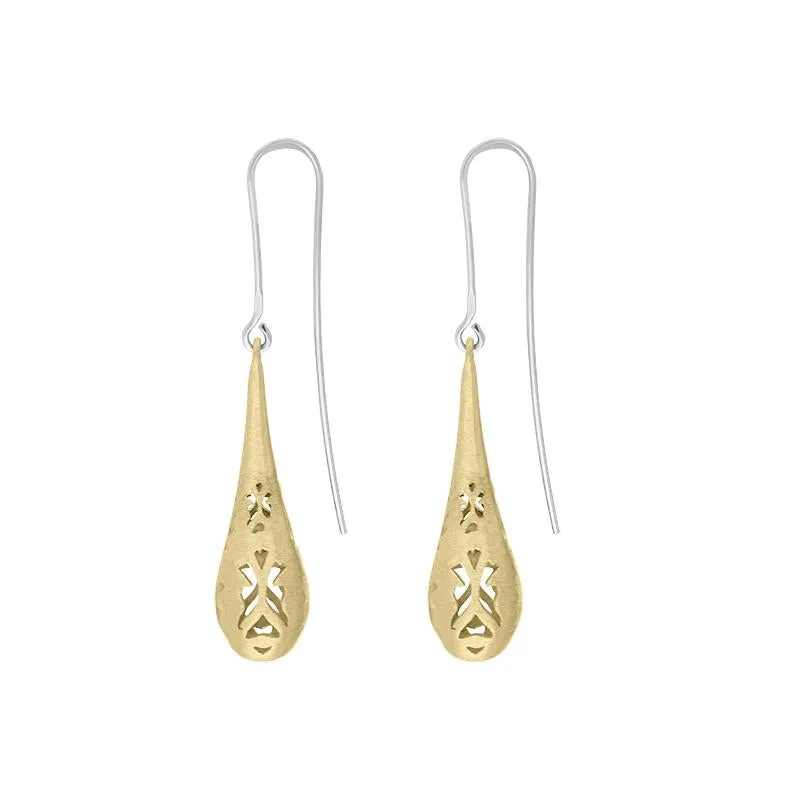Sterling Silver Gold Plated Monika Long Teardrop Earrings D