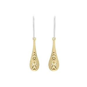 Sterling Silver Gold Plated Monika Long Teardrop Earrings D