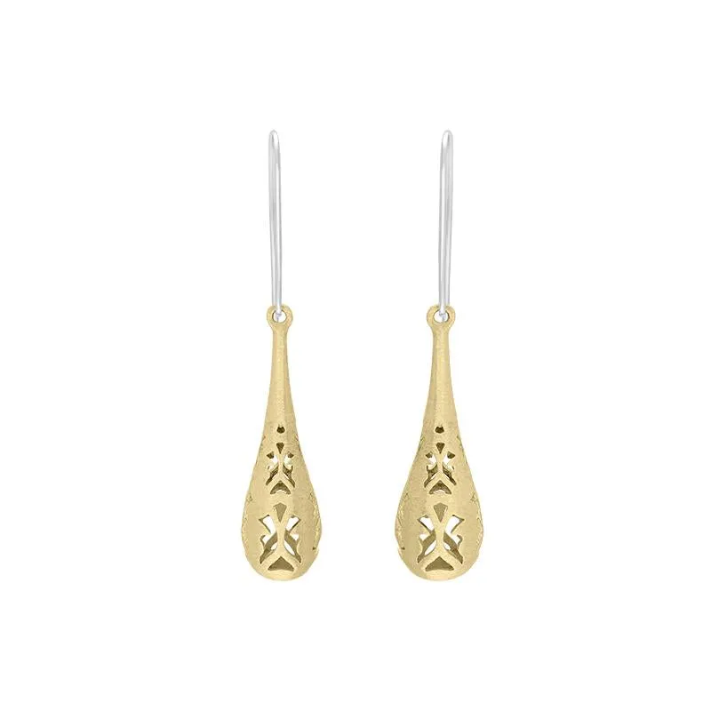 Sterling Silver Gold Plated Monika Long Teardrop Earrings D