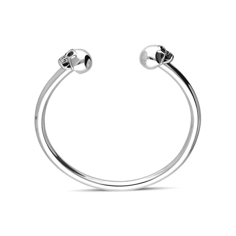 Sterling Silver Gothic Skull Torc Bangle