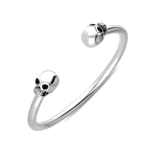 Sterling Silver Gothic Skull Torc Bangle