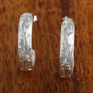 Sterling Silver Hawaiian Scroll Half Moon Earrings