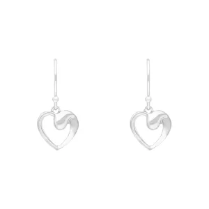 Sterling Silver Heart Drop Earrings D