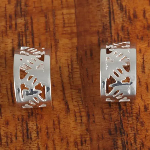 Sterling Silver Honu (Hawaiian Turtle) Half Moon Earrings