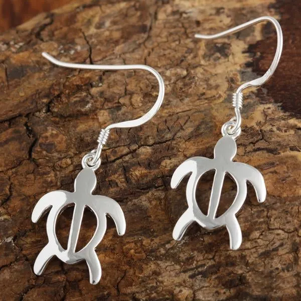 Sterling Silver Honu (Hawaiian Turtle) Hook Earrings (S/L)
