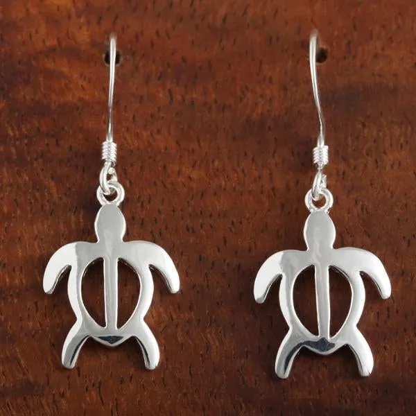 Sterling Silver Honu (Hawaiian Turtle) Hook Earrings (S/L)