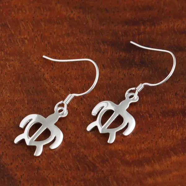 Sterling Silver Honu (Hawaiian Turtle) Hook Earrings (S/L)