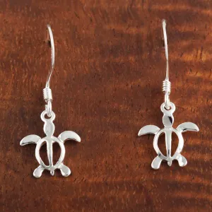 Sterling Silver Honu (Hawaiian Turtle) Hook Earrings (S/M)