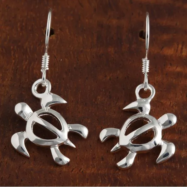 Sterling Silver Honu (Hawaiian Turtle) Hook Earrings