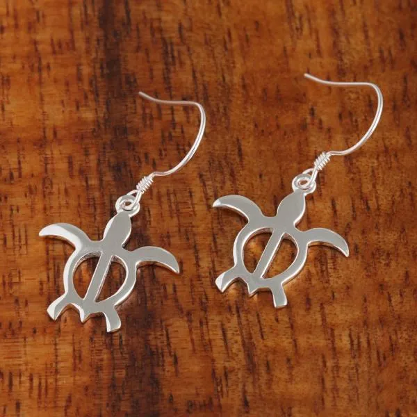 Sterling Silver Honu (Hawaiian Turtle) Hook Earrings