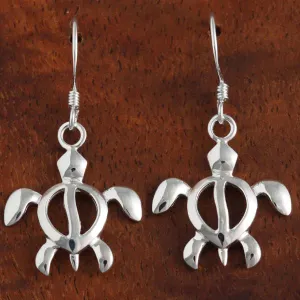 Sterling Silver Honu (Hawaiian Turtle) Hook Earrings