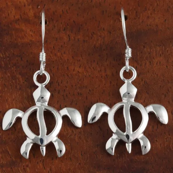 Sterling Silver Honu (Hawaiian Turtle) Hook Earrings