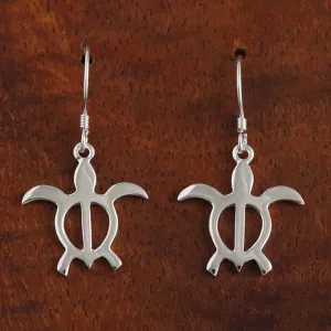 Sterling Silver Honu (Hawaiian Turtle) Hook Earrings