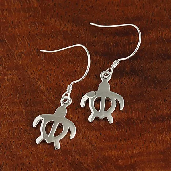Sterling Silver Honu (Hawaiian Turtle) Hook Earrings