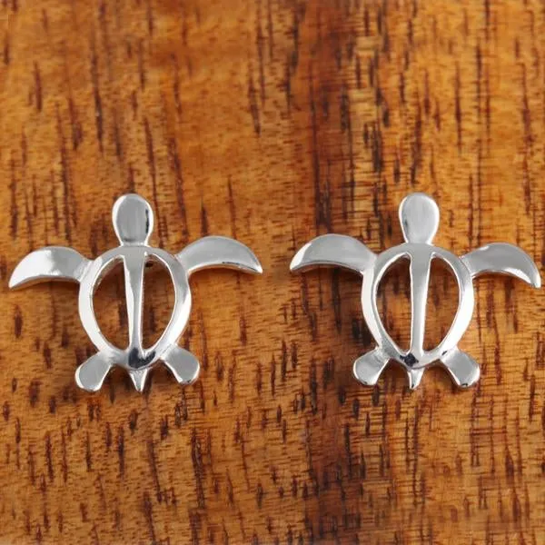 Sterling Silver Honu (Hawaiian Turtle) Post Earrings (S/M)