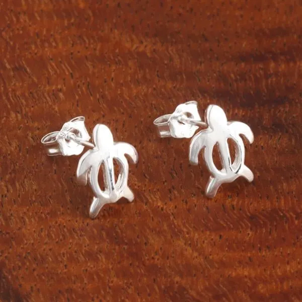 Sterling Silver Honu (Hawaiian Turtle) Post Earrings (S/M)