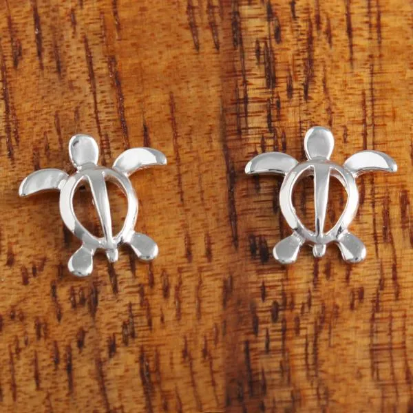 Sterling Silver Honu (Hawaiian Turtle) Post Earrings (S/M)