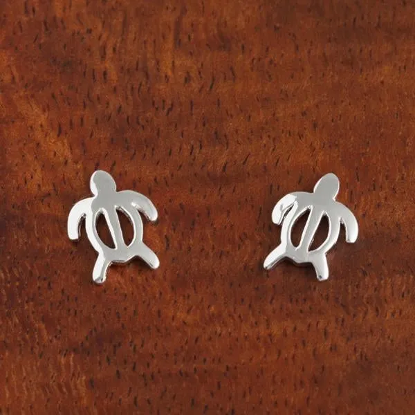 Sterling Silver Honu (Hawaiian Turtle) Post Earrings (S/M)