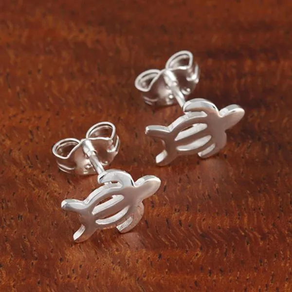 Sterling Silver Honu (Hawaiian Turtle) Post Earrings (S/M)