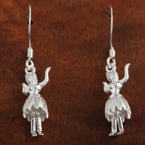 Sterling Silver Hula Dancer Hook Earrings