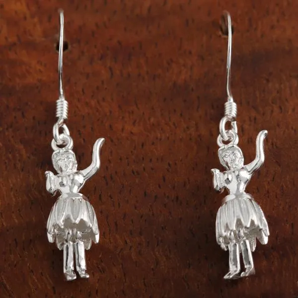 Sterling Silver Hula Dancer Hook Earrings