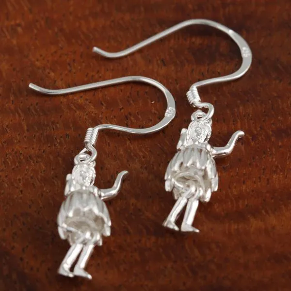 Sterling Silver Hula Dancer Hook Earrings