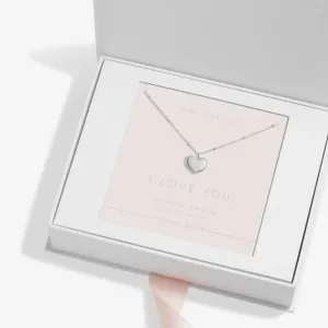 Sterling Silver I Love You Heart Pave 46cm   5cm Necklace JJS0014