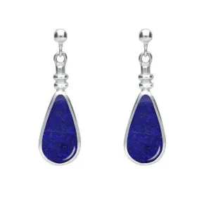 Sterling Silver Lapis Lazuli Bottle Top Pear Drop Earrings