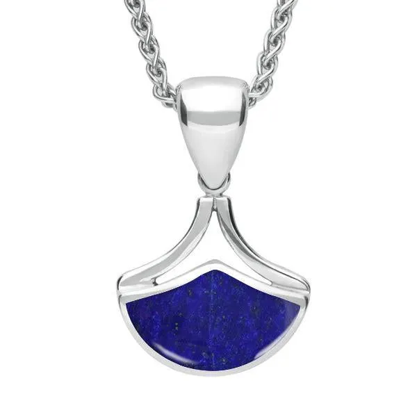 Sterling Silver Lapis Lazuli Fan Shaped Necklace