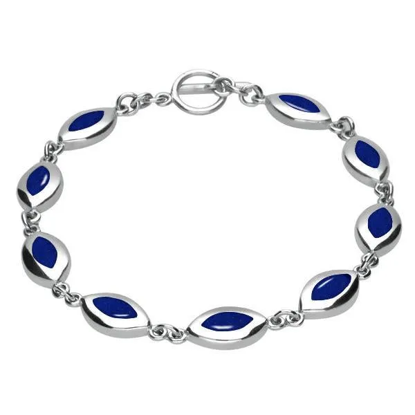 Sterling Silver Lapis Lazuli Framed Marquise Bracelet