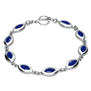 Sterling Silver Lapis Lazuli Framed Marquise Bracelet