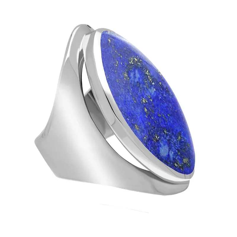 Sterling Silver Lapis Lazuli Large Oval Statement Ring
