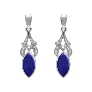 Sterling Silver Lapis Lazuli Marquise Drop Earrings
