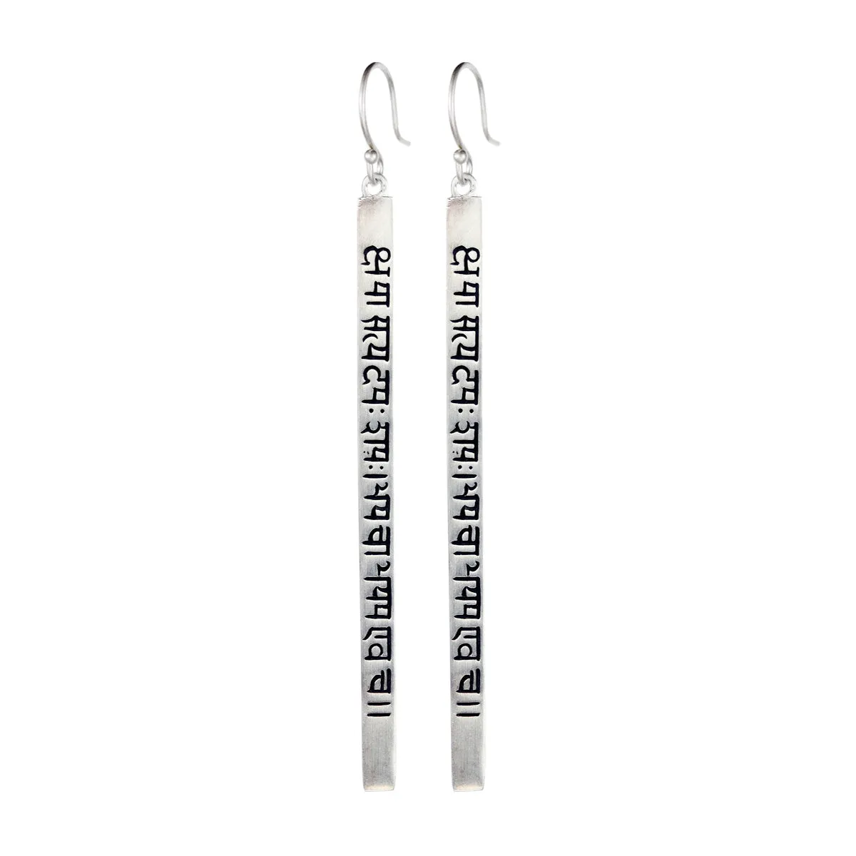 Sterling Silver Long Sanskrit Earrings