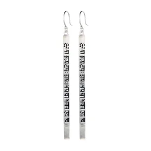 Sterling Silver Long Sanskrit Earrings