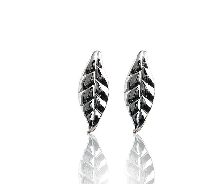 Sterling Silver Maile Leaf Post Earrings