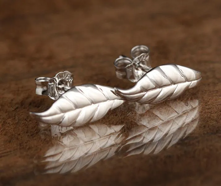 Sterling Silver Maile Leaf Post Earrings